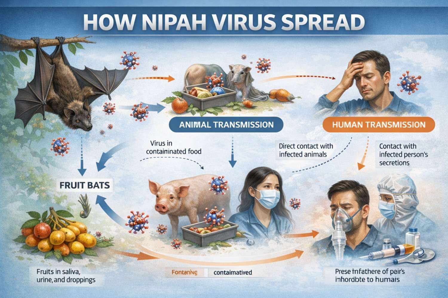 How Nipah virues spread