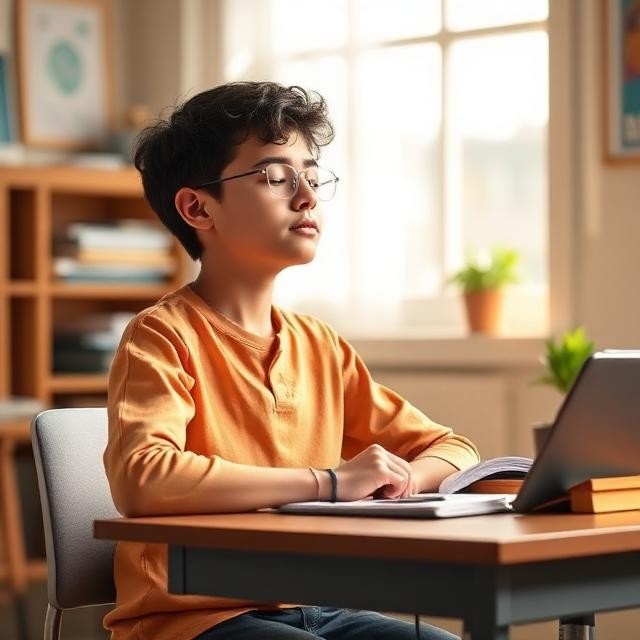 Student practicing stress management techniques to reduce exam anxiety