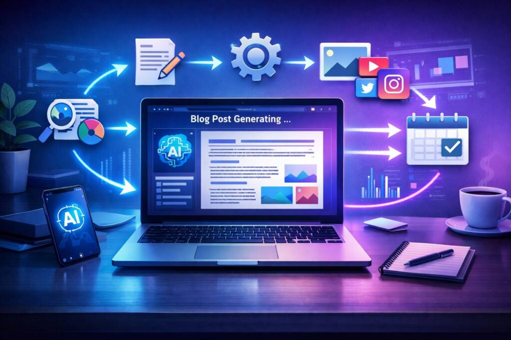 AI content automation workflow dashboard