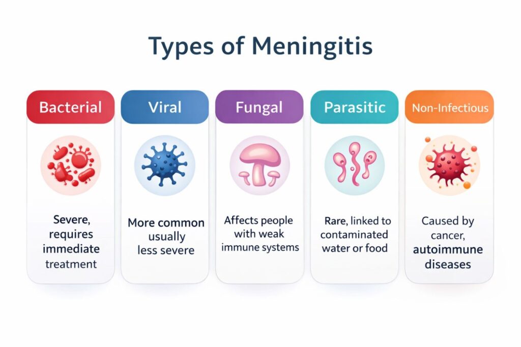 Different types of meningitis infographic
