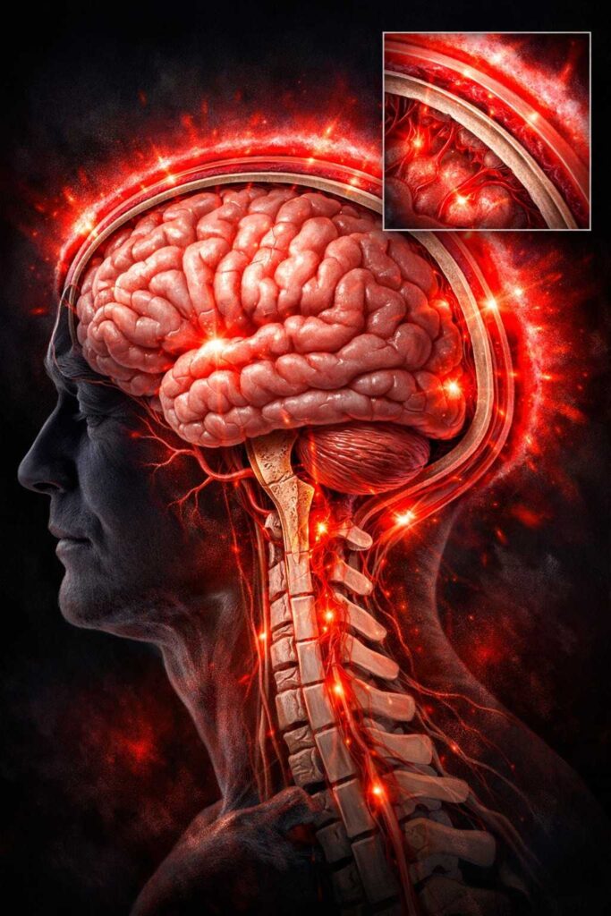 Meningitis brain inflammation illustration