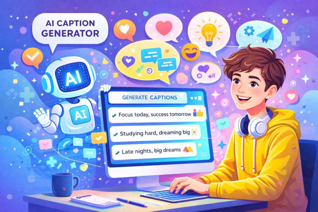 AI caption generation process for students